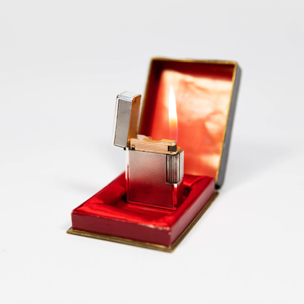 Vintage Silver Plated Small Linge 1 BS ST Dupont Lighter 1970s In Box