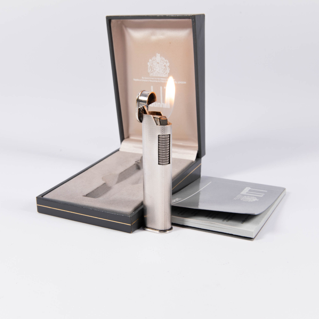 Vintage Dunhill Dress Pipe Lighter Silver Plated 1970s in Box