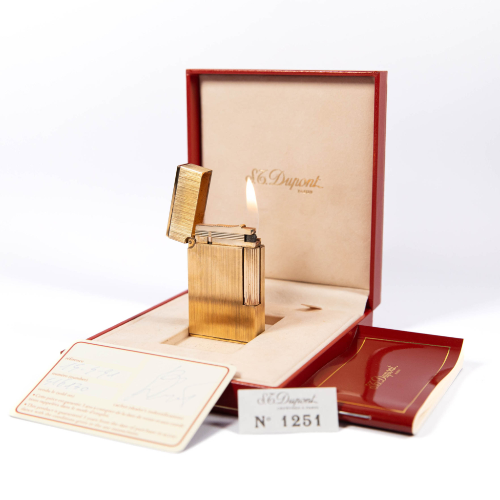 Vintage Authentic Brushed Gold plated Ligne 2 ST Dupont Lighter from 1991