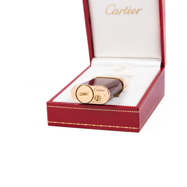 Cartier Oval lighter Red Lacquered Gold Plated Complete In Box - Image 9