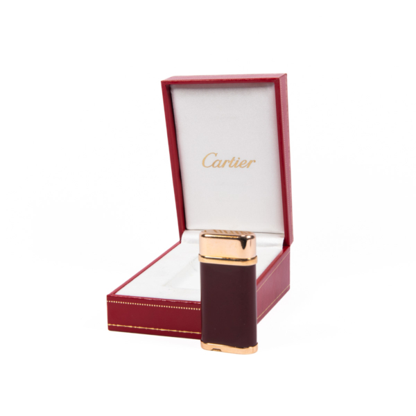 Cartier Oval lighter Red Lacquered Gold Plated Complete In Box - Image 2