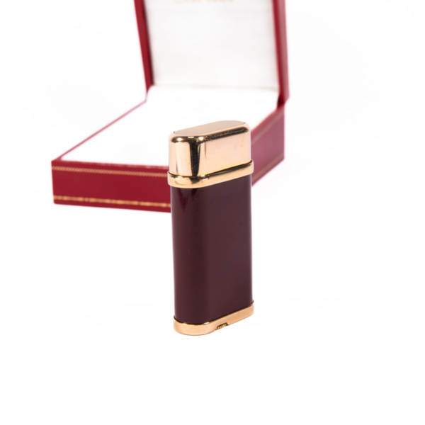 Cartier Oval lighter Red Lacquered Gold Plated Complete In Box - Image 6