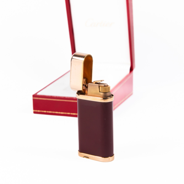 Cartier Oval lighter Red Lacquered Gold Plated Complete In Box - Image 7