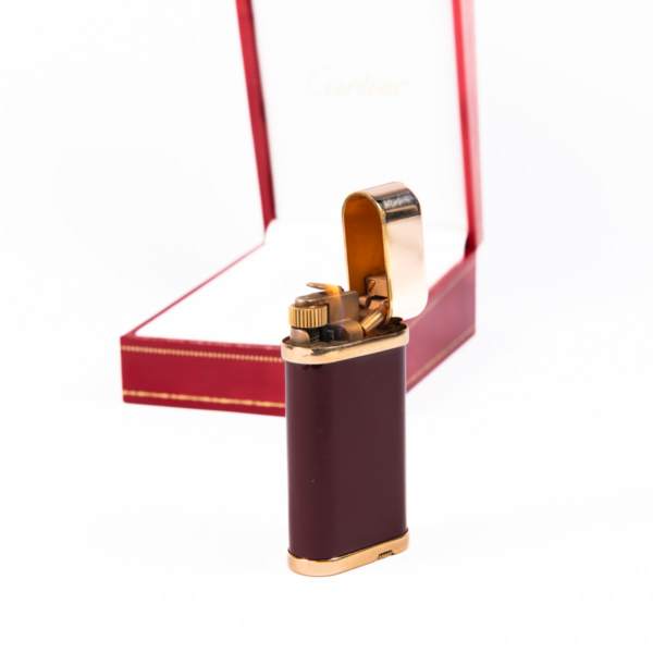 Cartier Oval lighter Red Lacquered Gold Plated Complete In Box - Image 8