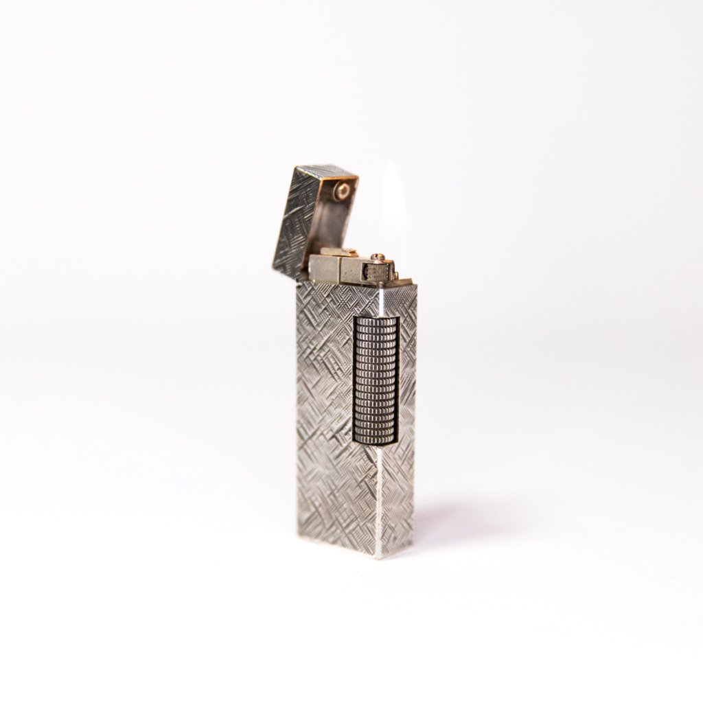 Vintage Dunhill Rollagas lighter Florentine Silver Plated 1970s