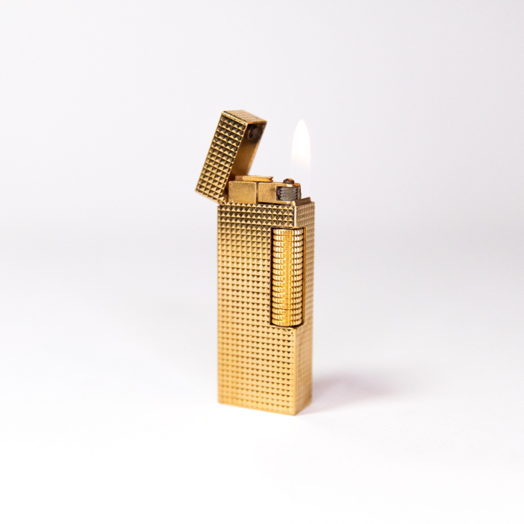 Vintage Dunhill Rollagas lighter Square-cut Gold Plated 1970s