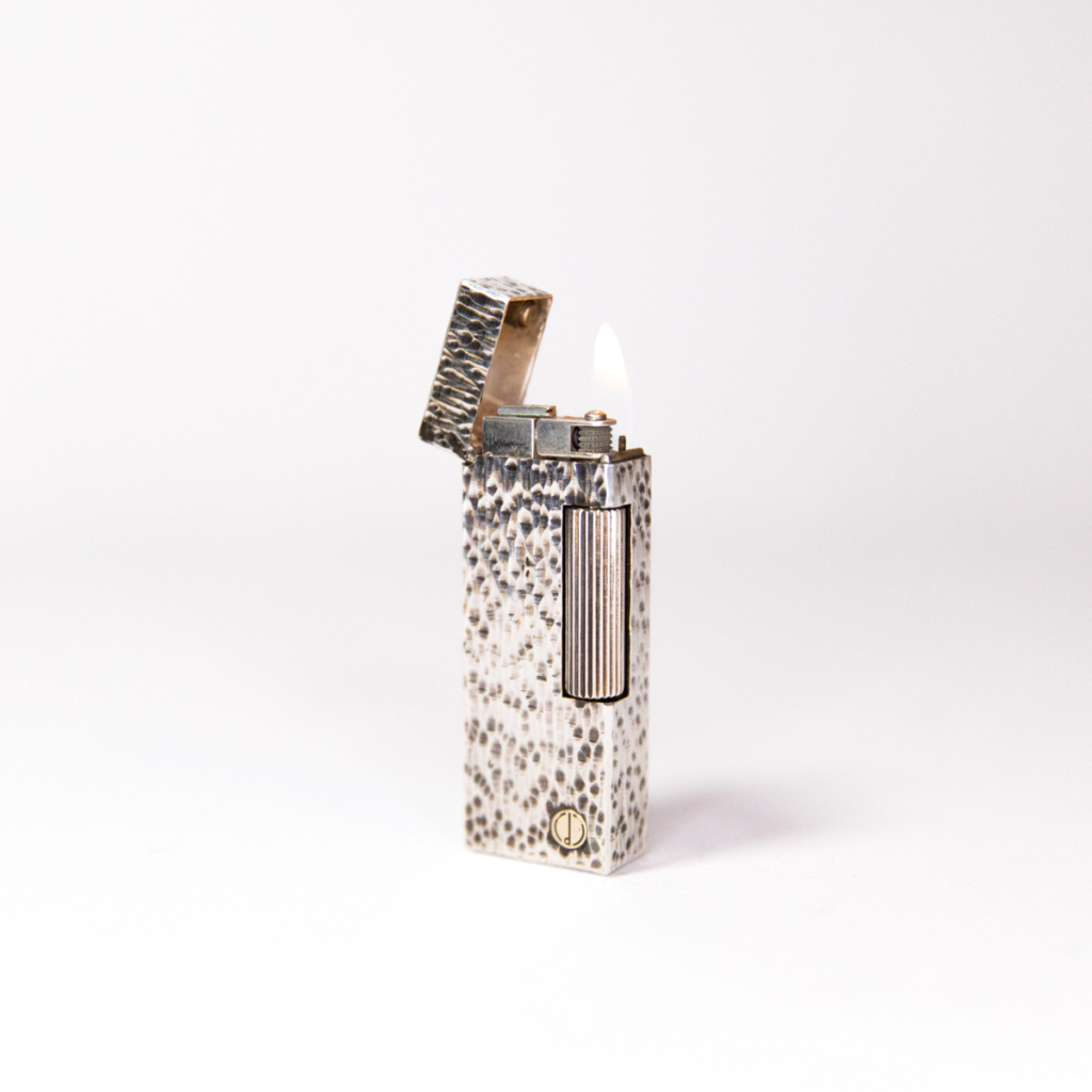 Vintage Dunhill Rollagas lighter Hammered Silver Plated 1970s