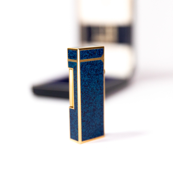 Vintage Dunhill Rollagas lighter Lapiz Lazuli Gold Plated In Box 1980s - Image 4