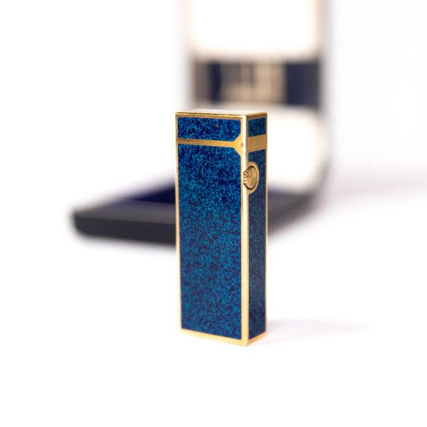 Vintage Dunhill Rollagas lighter Lapiz Lazuli Gold Plated In Box 1980s - Image 5