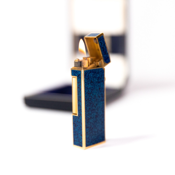 Vintage Dunhill Rollagas lighter Lapiz Lazuli Gold Plated In Box 1980s - Image 7