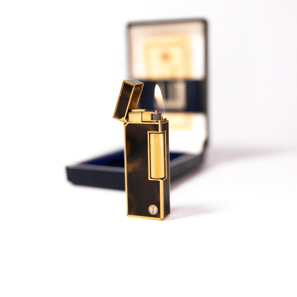 Vintage Dunhill Rollagas lighter Tortoiseshell Gold Plated In Box 1980s