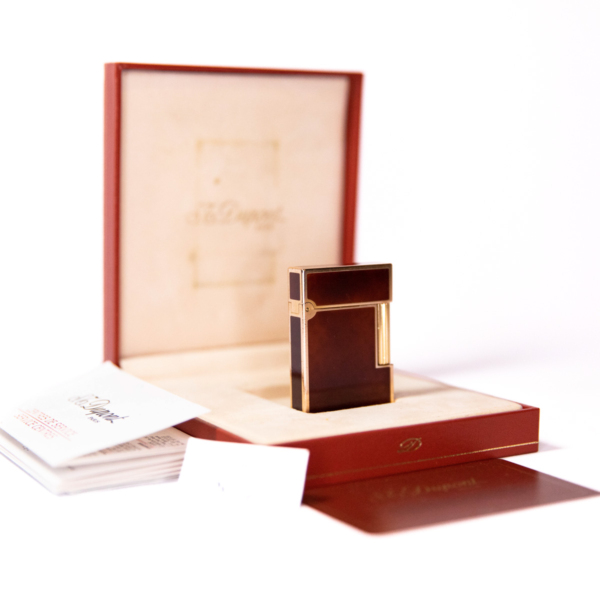 Vintage Authentic Rose Gold plated Ligne 2 ST Dupont Lighter in Red Lacquer 1990s - Image 2