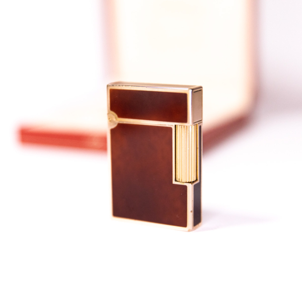 Vintage Authentic Rose Gold plated Ligne 2 ST Dupont Lighter in Red Lacquer 1990s - Image 3