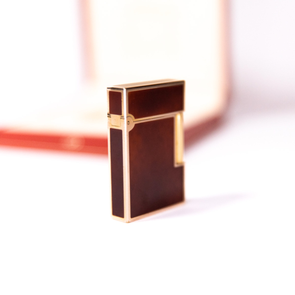 Vintage Authentic Rose Gold plated Ligne 2 ST Dupont Lighter in Red Lacquer 1990s - Image 6