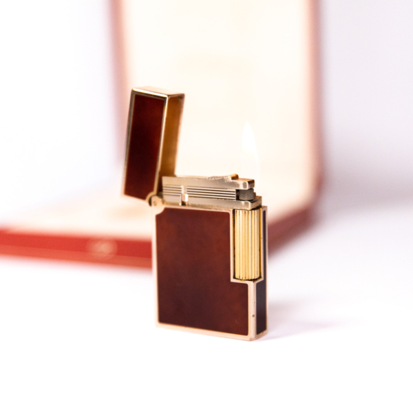 Vintage Authentic Rose Gold plated Ligne 2 ST Dupont Lighter in Red Lacquer 1990s - Image 7