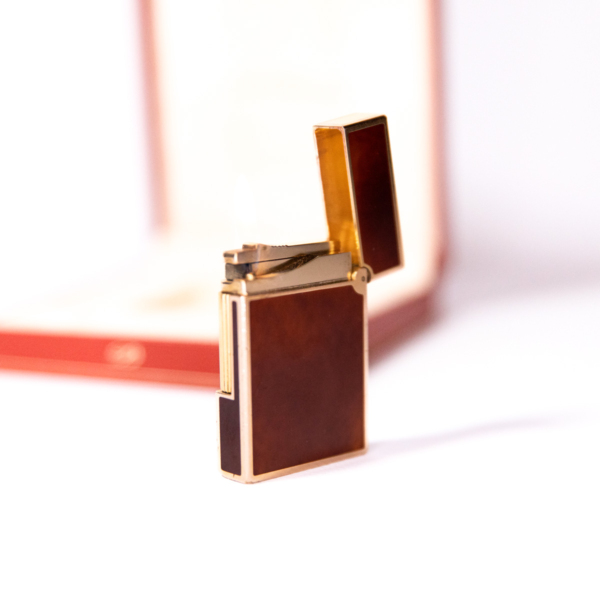 Vintage Authentic Rose Gold plated Ligne 2 ST Dupont Lighter in Red Lacquer 1990s - Image 8