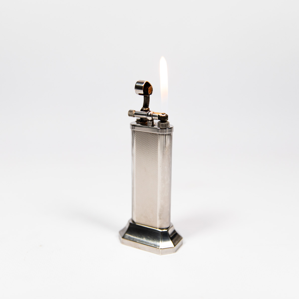Vintage Dunhill Unique Lift arm Table lighter Silver Plated 1970s