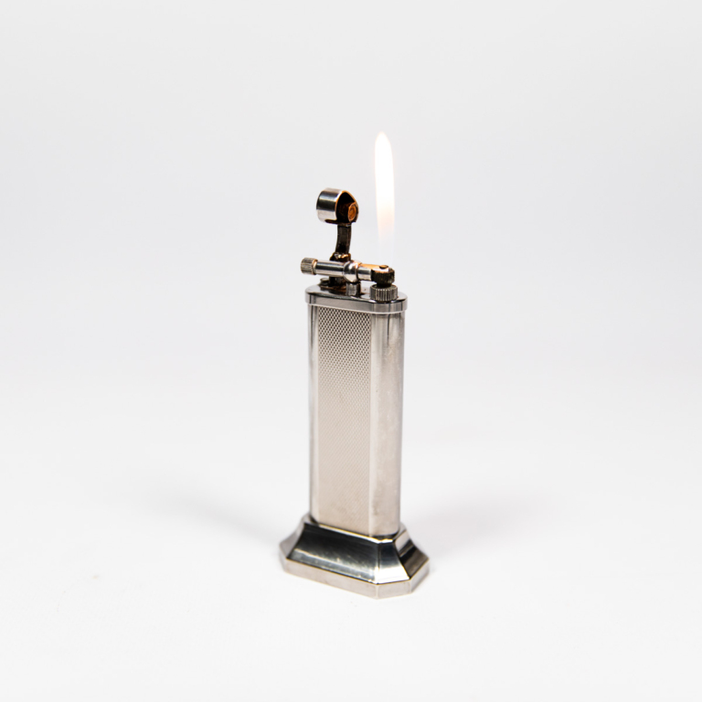 Vintage Dunhill Unique Lift Arm Table Lighter Silver Plated 1980s