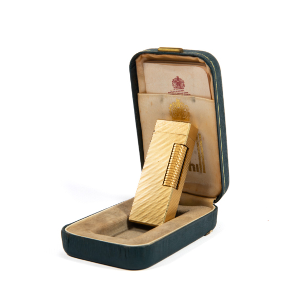 Vintage Dunhill Rollagas lighter Gold Plated Diamond cut In Box 1970s - Image 3