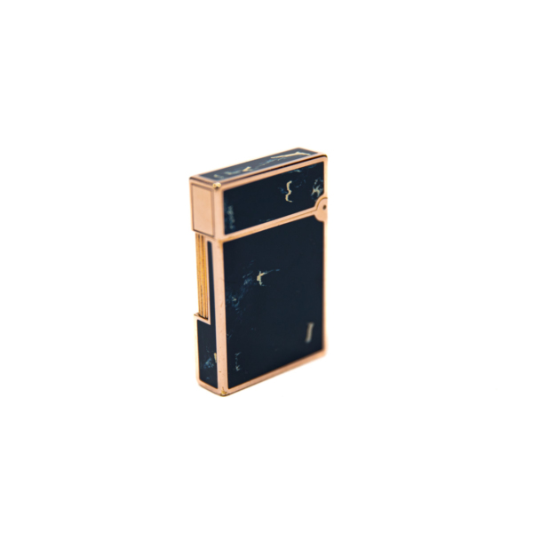 Vintage Authentic Rose Gold plated Ligne 2 ST Dupont Lighter in Ocean blue Lacquer 1990s - Image 3