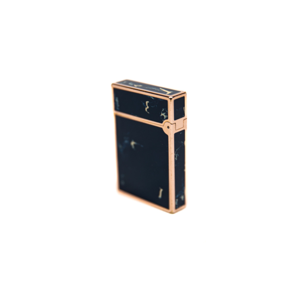 Vintage Authentic Rose Gold plated Ligne 2 ST Dupont Lighter in Ocean blue Lacquer 1990s - Image 4