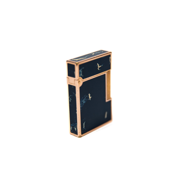 Vintage Authentic Rose Gold plated Ligne 2 ST Dupont Lighter in Ocean blue Lacquer 1990s - Image 5