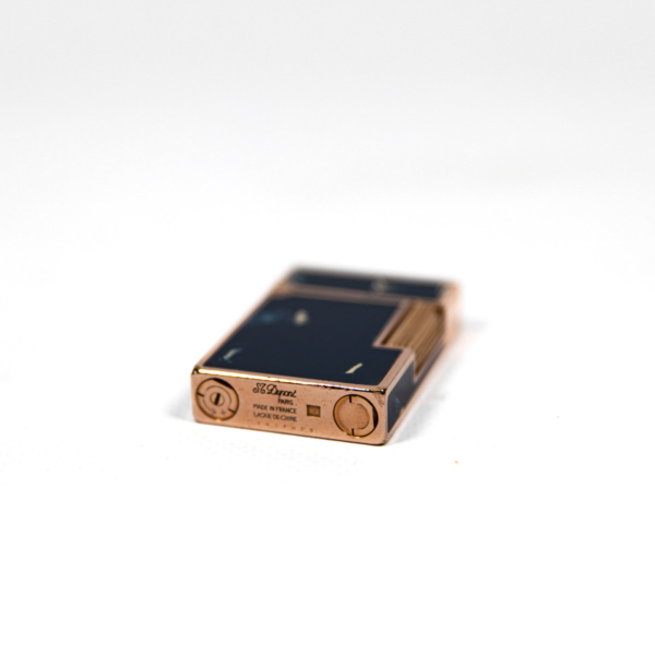 Vintage Authentic Rose Gold plated Ligne 2 ST Dupont Lighter in Ocean blue Lacquer 1990s - Image 9