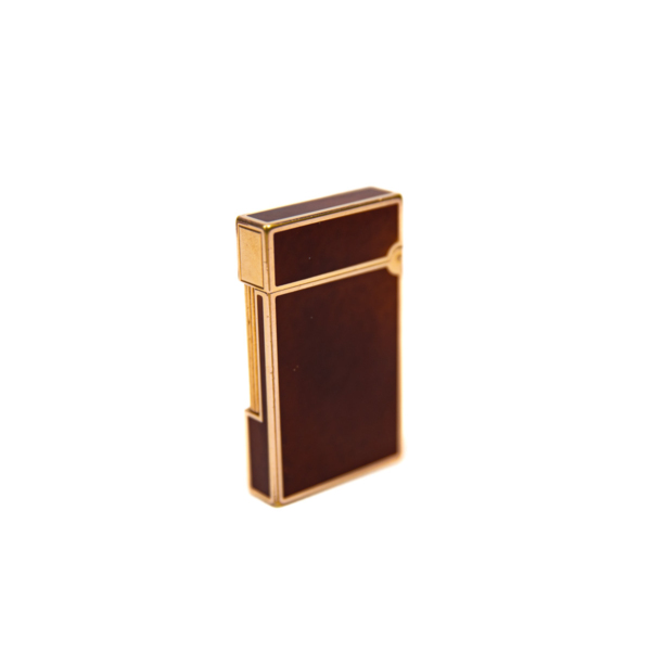 Vintage Authentic 24k Gold plated Ligne 2 ST Dupont Lighter in fire-brown Lacquer 1990s - Image 3