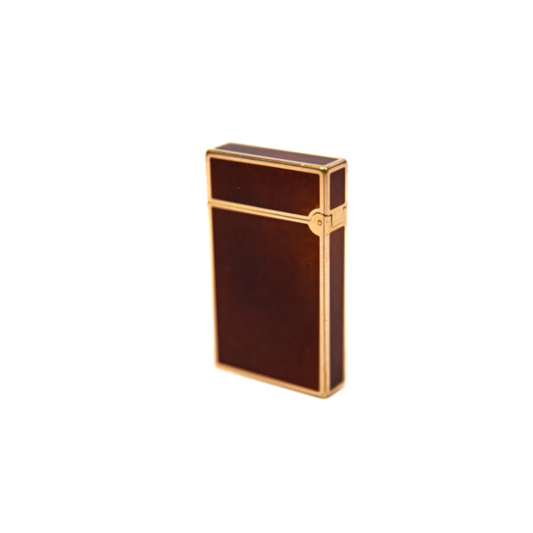 Vintage Authentic 24k Gold plated Ligne 2 ST Dupont Lighter in fire-brown Lacquer 1990s - Image 4