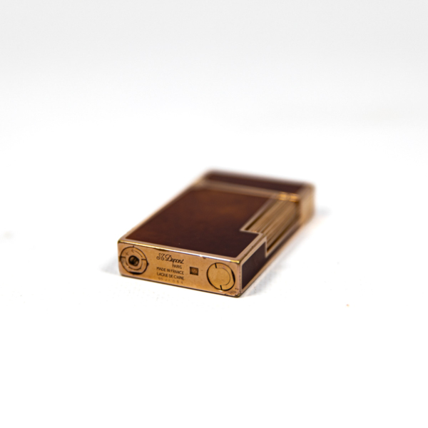 Vintage Authentic 24k Gold plated Ligne 2 ST Dupont Lighter in fire-brown Lacquer 1990s - Image 10