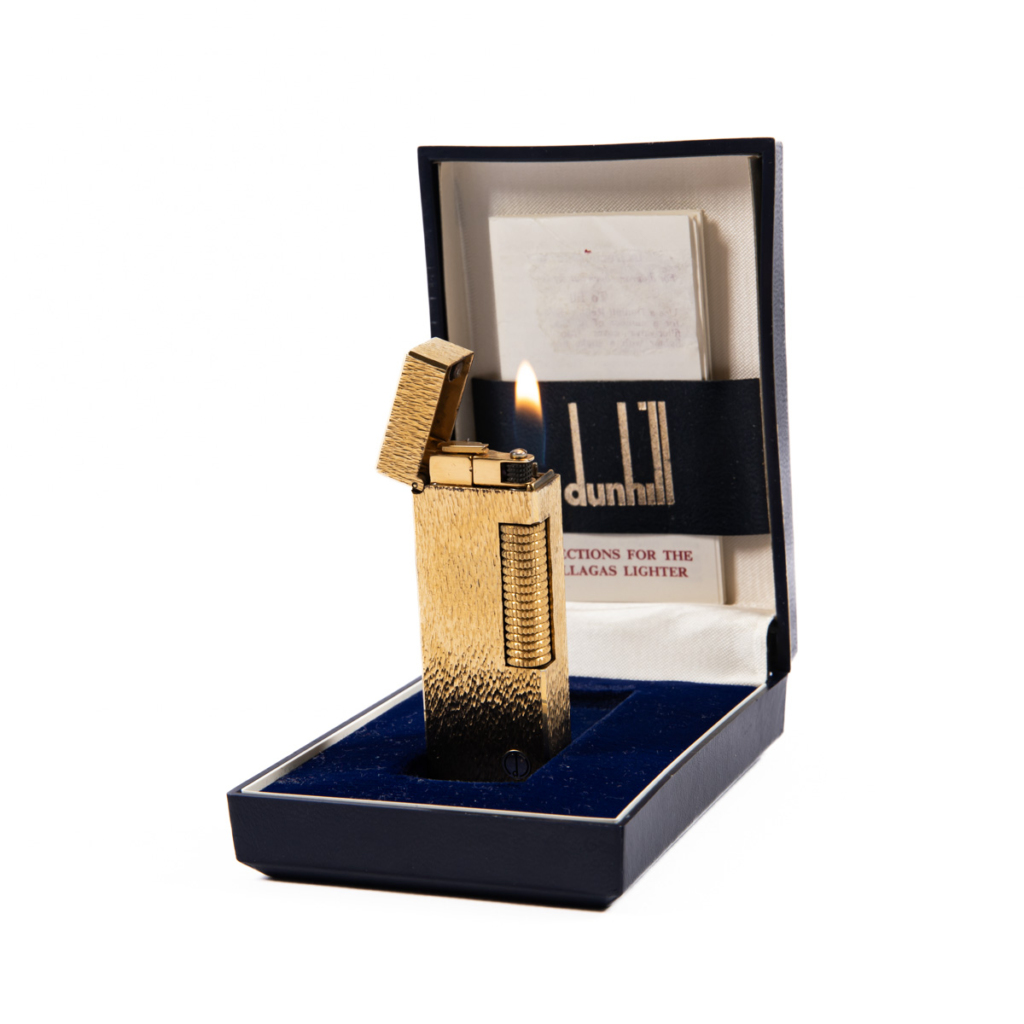 Vintage Dunhill Rollagas lighter Gold Plated In Box 1980s