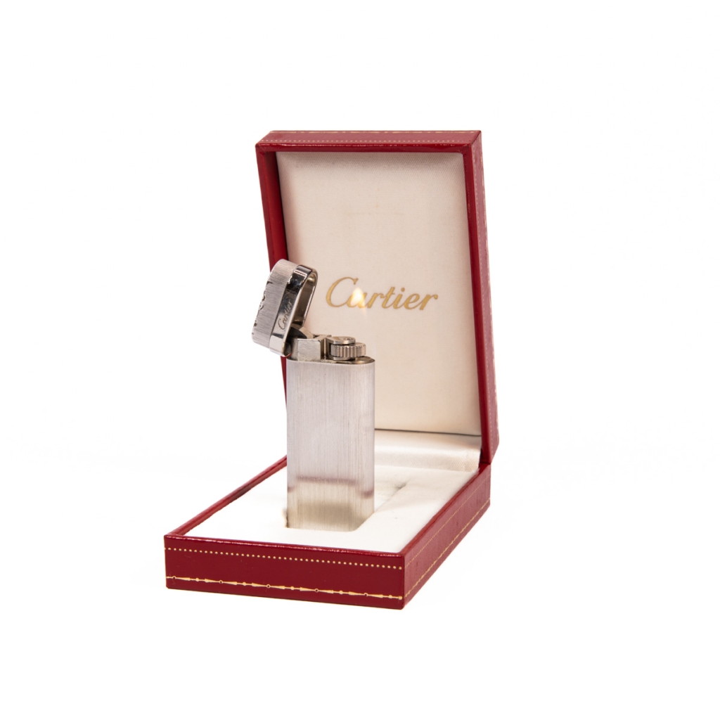 Vintage Mini Cartier Les Must lighter Silver Plated Complete In Box