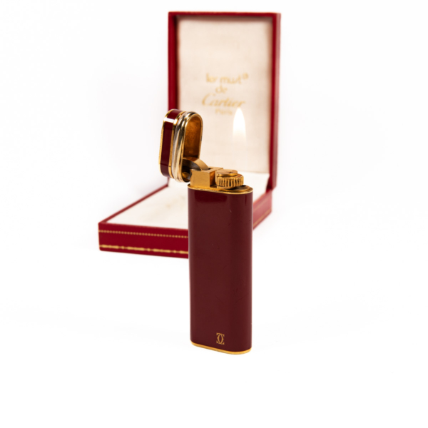 Vintage Cartier Les Must Trinity lighter Red Lacquer Complete In Box 1970s - Image 9