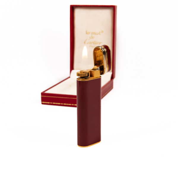 Vintage Cartier Les Must Trinity lighter Red Lacquer Complete In Box 1970s - Image 10