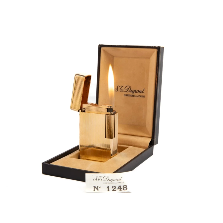 Vintage Gold Plated S.T. Dupont Ligne 1 BS Lighter in Box 1970s