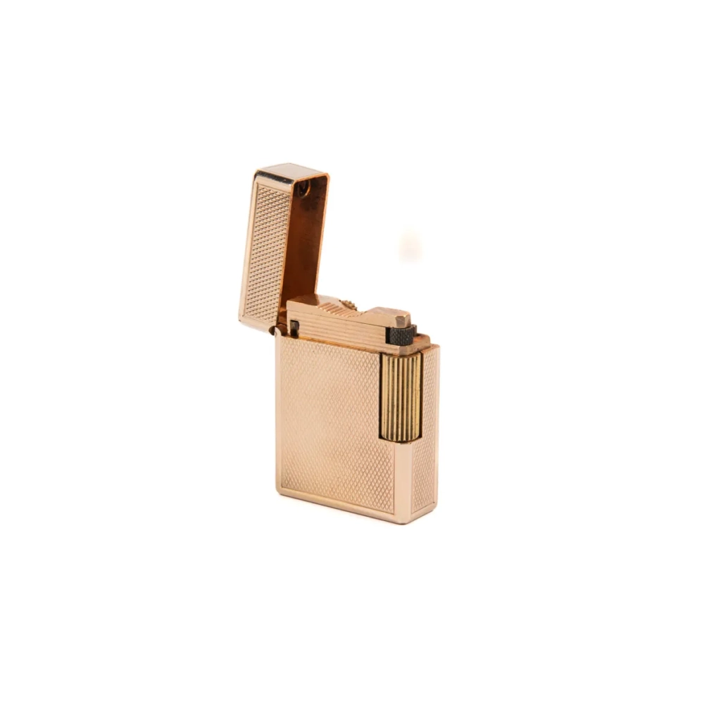 Vintage Rose Gold Plated Ligne 1 ST Dupont Lighter diamond-cut 1970s