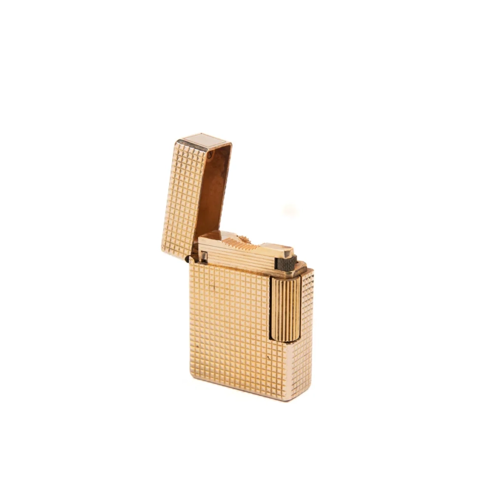 Vintage Gold Plated Ligne 1 ST Dupont Lighter small diamond cut 1970s