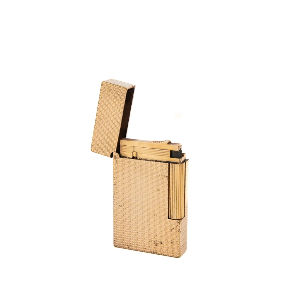 Vintage Authentic Gold plated Ligne 2 ST Dupont Lighter Diamond Cut 1990s