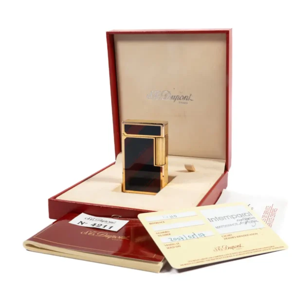 Vintage Gold Plated Linge 1 BR ST Dupont Lighter Lacquered 2007 In Box - Image 2