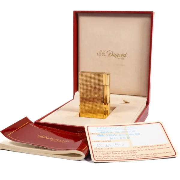 Vintage Gold Plated ST Dupont Gatsby Lighter 1990s In Box - Image 2