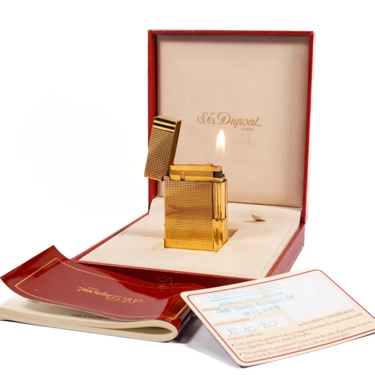 Vintage Gold Plated S.T. Dupont Gatsby Lighter in Box 1990s