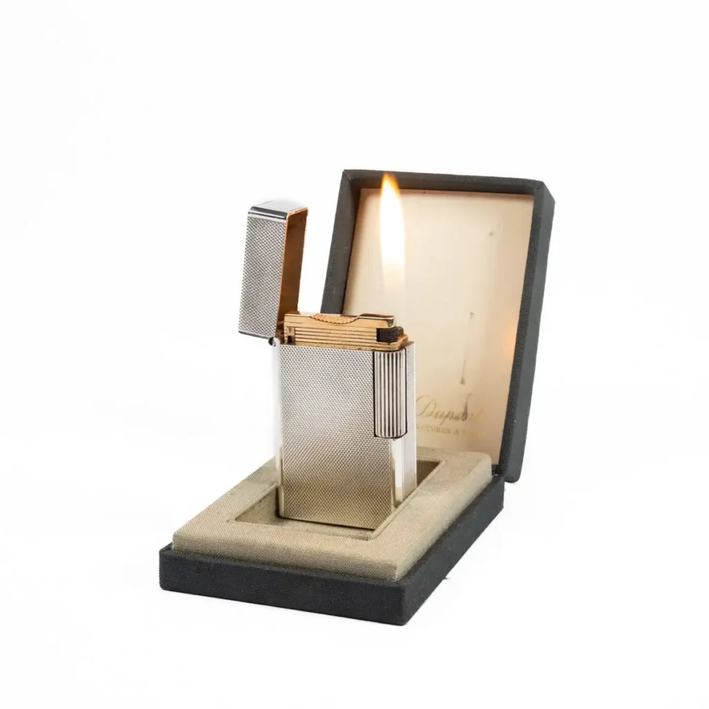 Vintage Silver Plated Linge 1 BR ST Dupont Lighter 1970s In Box