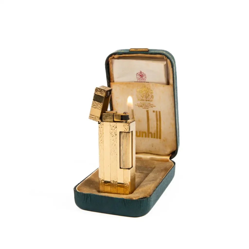 Vintage Dunhill Rollagas lighter Rare Pattern Gold Plated In Box 1990s