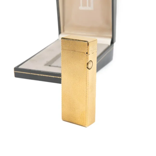 Vintage Dunhill Rollagas lighter Gold Plated Diamond cut In Box 1980s - Image 6