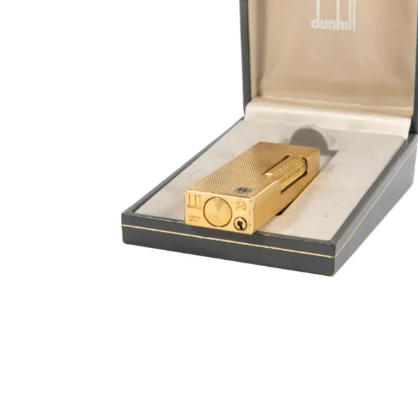 Vintage Dunhill Rollagas lighter Gold Plated Diamond cut In Box 1980s - Image 10