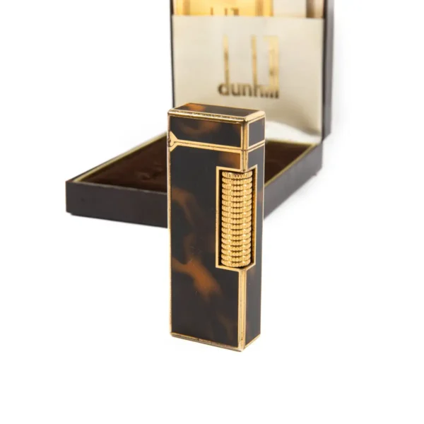 Vintage Dunhill Rollagas lighter Tortoiseshell Gold Plated In Box 1970s - Image 3