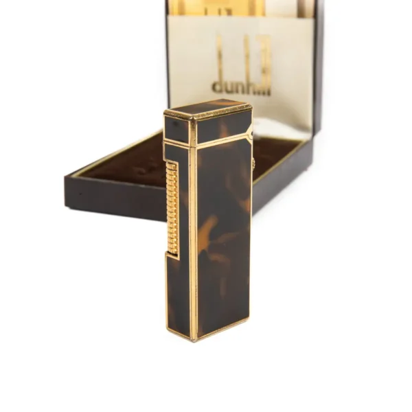 Vintage Dunhill Rollagas lighter Tortoiseshell Gold Plated In Box 1970s - Image 4