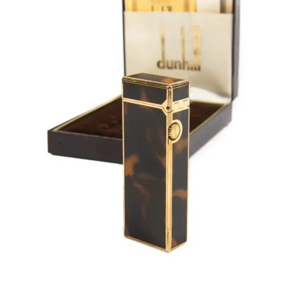 Vintage Dunhill Rollagas lighter Tortoiseshell Gold Plated In Box 1970s - Image 5