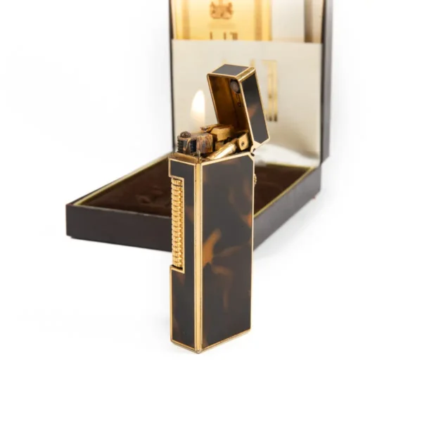 Vintage Dunhill Rollagas lighter Tortoiseshell Gold Plated In Box 1970s - Image 8