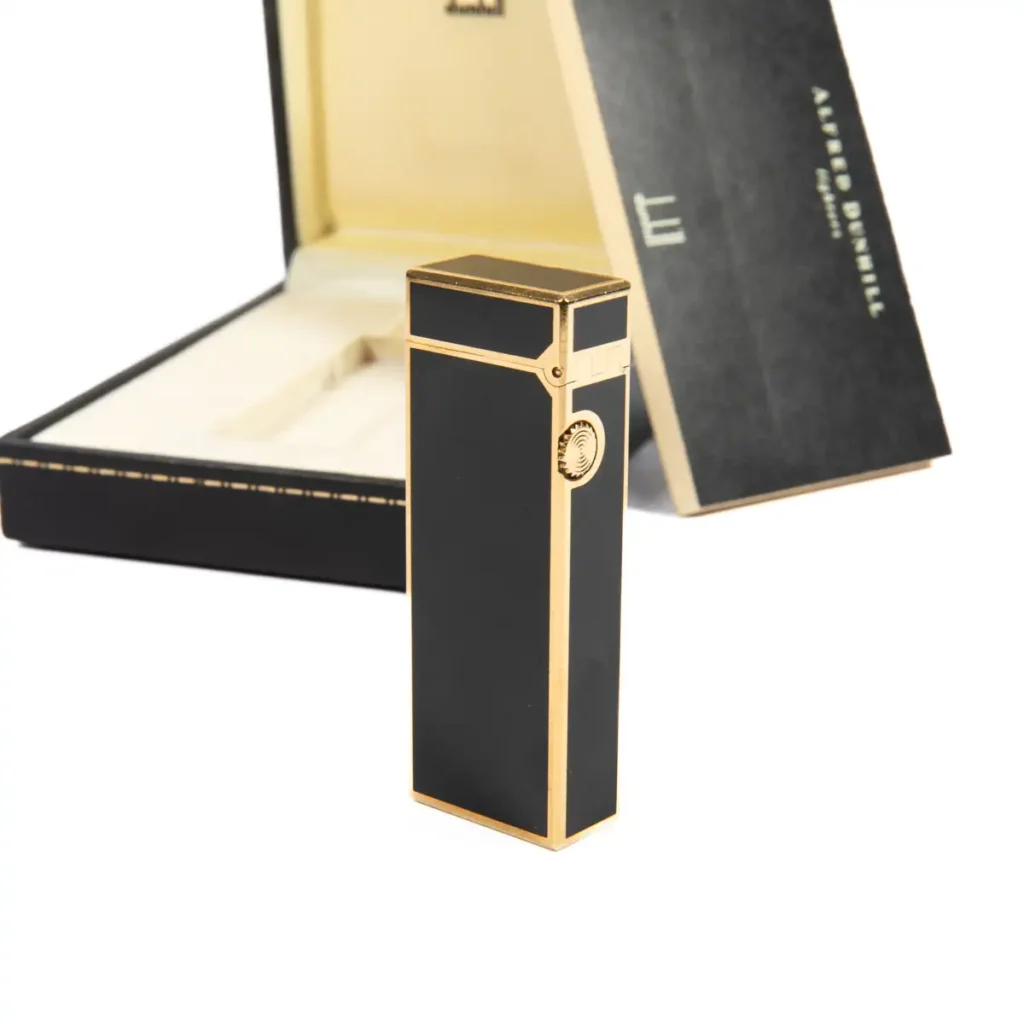 Vintage Dunhill Rollagas lighter Black Laqcuered Gold Plated In